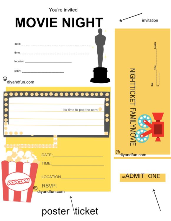 Buy Movie Night Ticket Christmas Gift Certificate Template Surprise Family  Movie Night Theatre Cinema Voucher Editable INSTANT DOWNLOAD Online in  India - Etsy