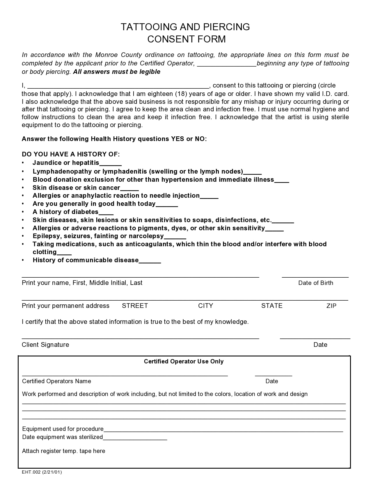 FREE 8 Sample Tattoo Consent Forms in PDF  MS Word
