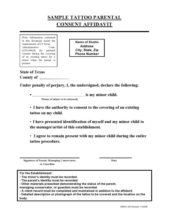 Tattoo  Body Piercing Consent Form Template  CocoSign