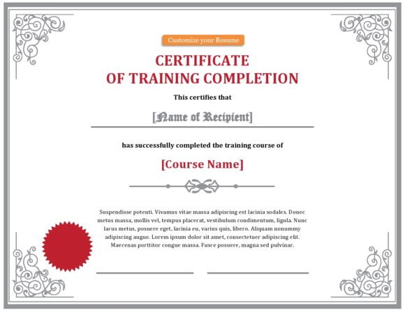 training certificate template 14