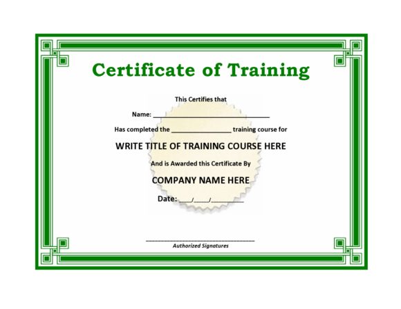 training certificate template 34