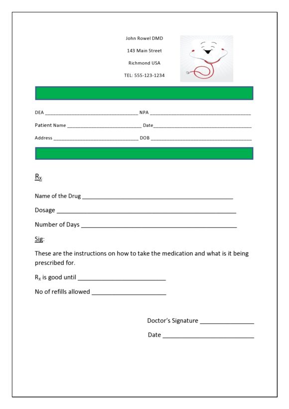 Dentist Note For Work Template