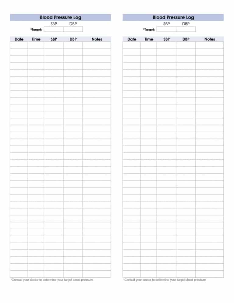 blood pressure record chart template excel