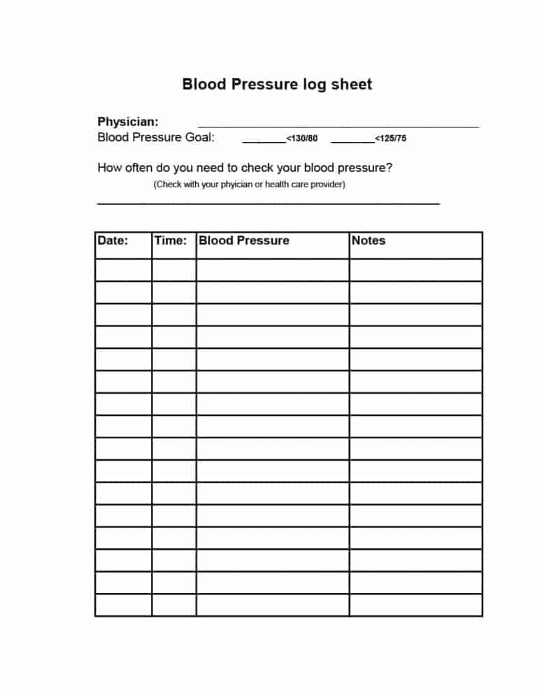 free printable simple blood pressure log