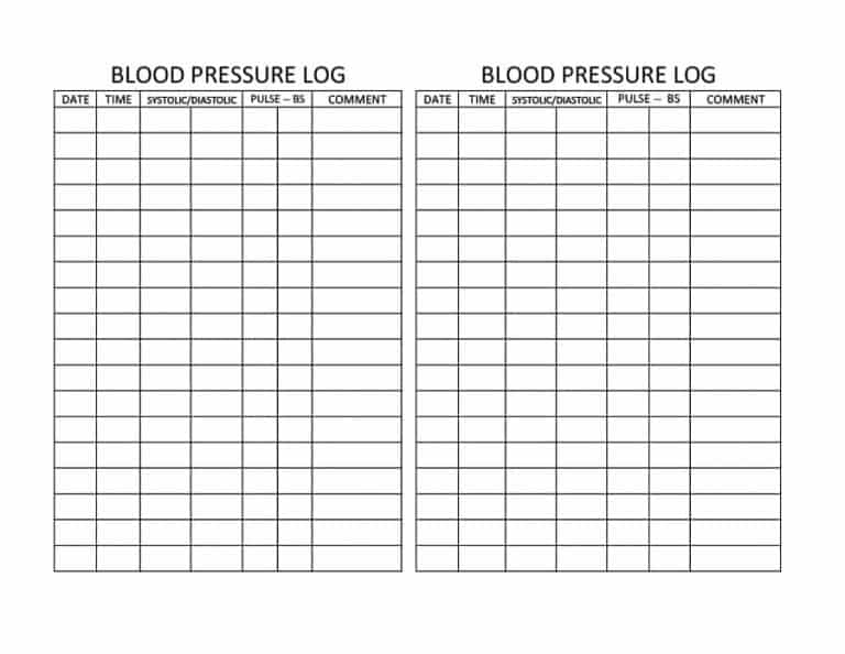 56 Daily Blood Pressure Log Templates Excel Word Pdf