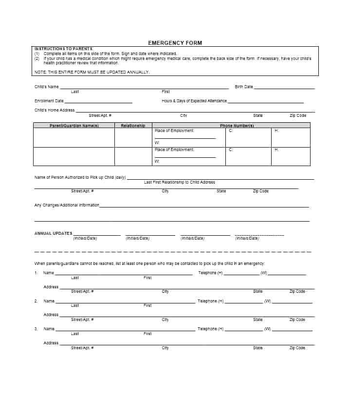 54 Free Emergency Contact Forms [Employee / Student]