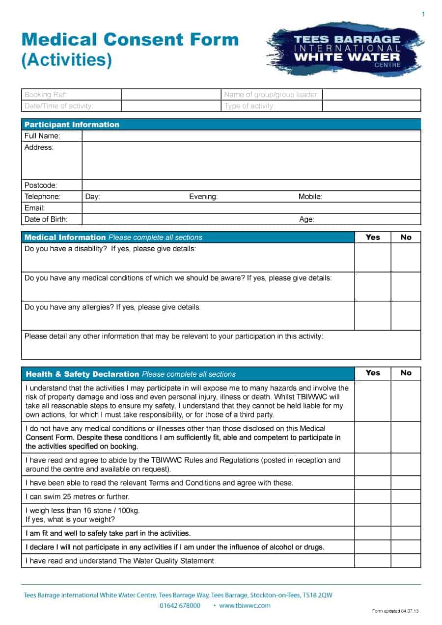 45 Medical Consent Forms 100 Free Printabletemplates