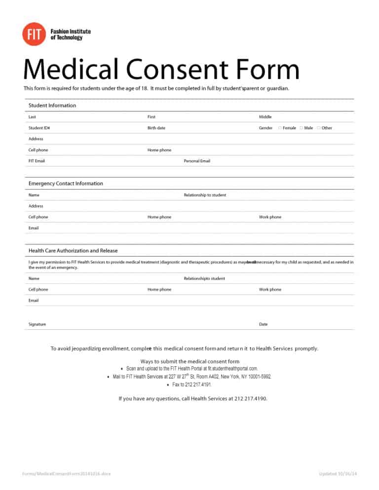 45 Medical Consent Forms (100% FREE) Printable Templates