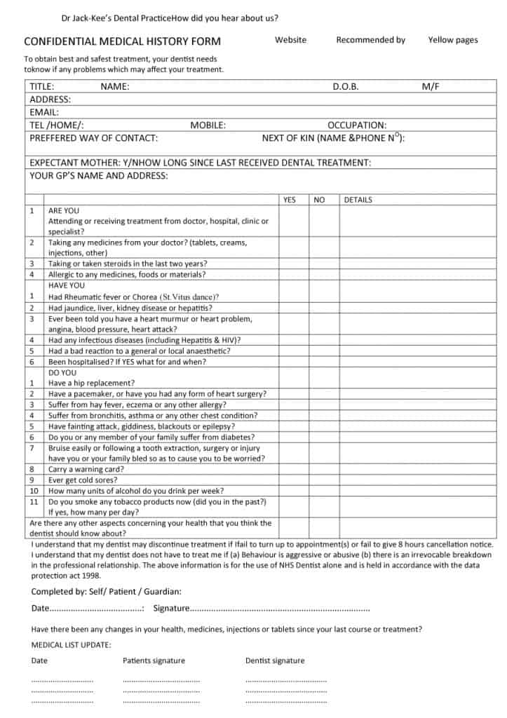 67 Medical History Forms Word Pdf Printable Templates