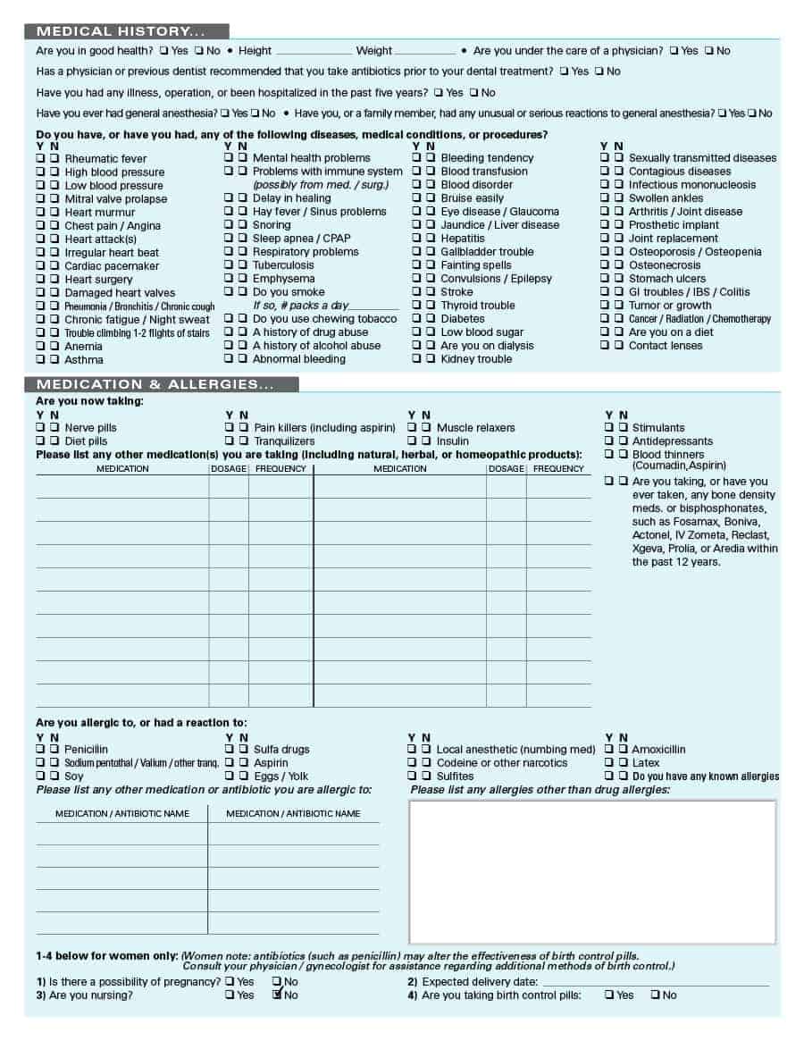 23 Medical History Forms [Word, PDF] - PrintableTemplates For History And Physical Template Word