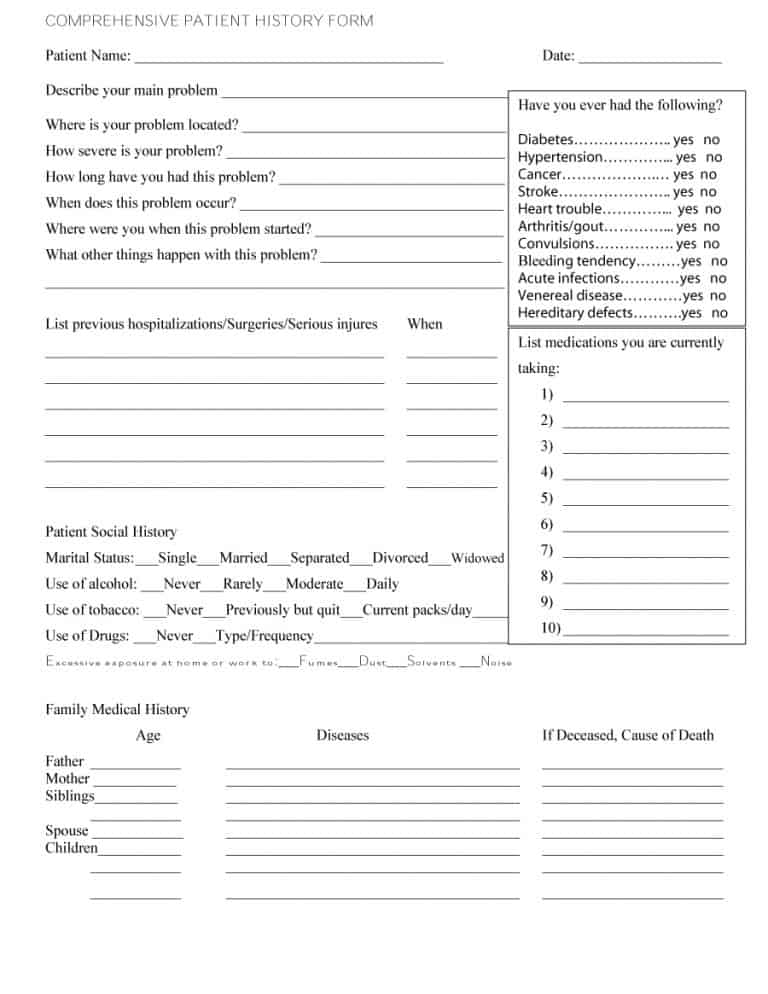 Blank Medical Chart Forms