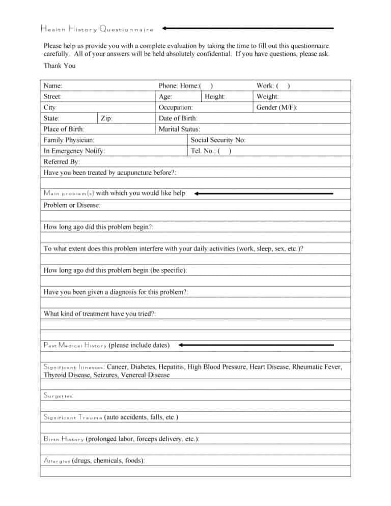 Family Medical History Template