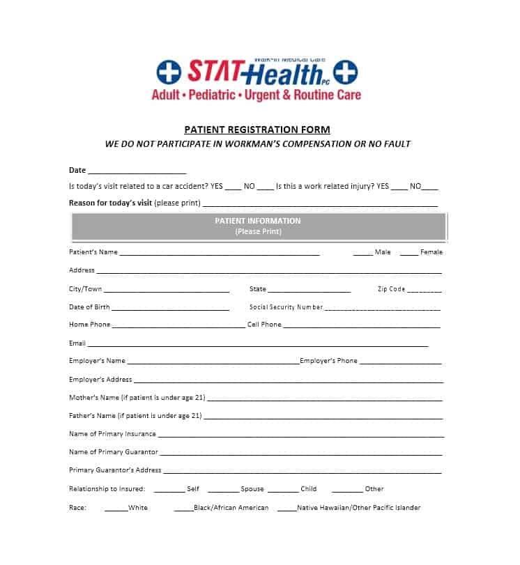 Patient Registration Form Template from printabletemplates.com
