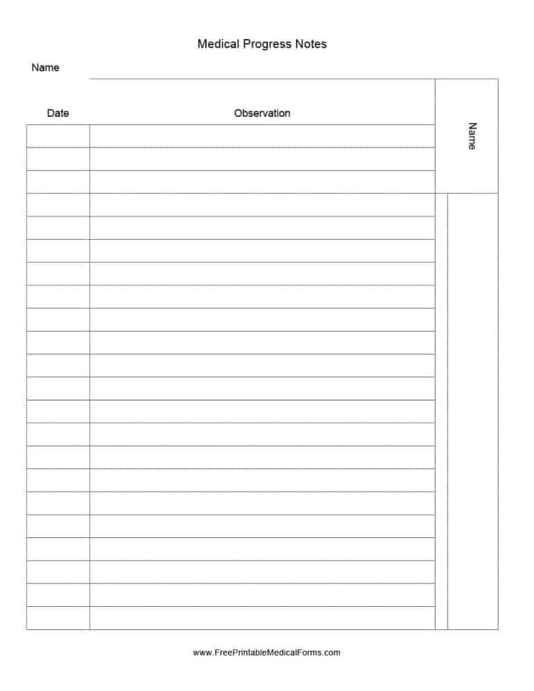 Free Nursing Progress Notes Template from printabletemplates.com