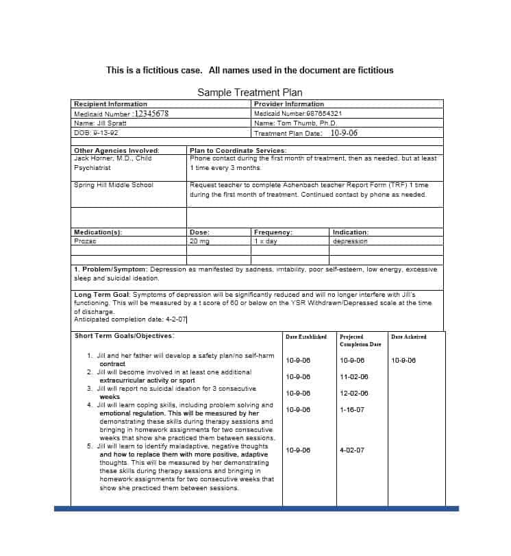 Counseling Treatment Plan Template from printabletemplates.com